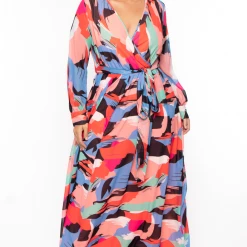 Ricarica Plus Size Abstract Chiffon Maxi Dress - Red Dresses 13 Ricarica Plus Size Abstract Chiffon Maxi Dress - Red Dresses