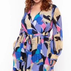 Ricarica Dresses Plus Size Abstract Chiffon Maxi Dress - Blue