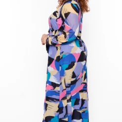 Ricarica Dresses Plus Size Abstract Chiffon Maxi Dress - Blue