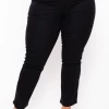 DIAMANTE Plus Size 3 Button Straight Jean - Black