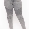 DIAMANTE Plus Size Acid Wash Jeans - Grey