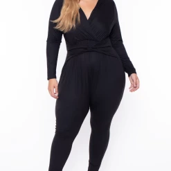 Bluebell Plus Size Alicia Draped Jumpsuit - Black Party Jumpsuilts