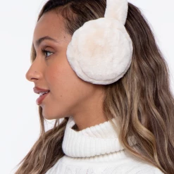 Illuma Fashion Bow Faux Fur Ear Muffs- Creme