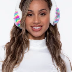 Illuma Fashion Fluffy Sequin Faux Fur Ear Muffs With Kitty Ears- White