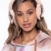 Illuma Fashion Accessories Fluffy Sequin Faux Fur Ear Muffs With Kitty Ears- Beige