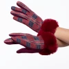 Illuma Fashion Plaid Gloves With Faux Fur Cuff- Red Accessories