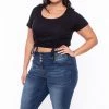 Curvy Sense Plus Size Alina Ribbed Crop Top - Black
