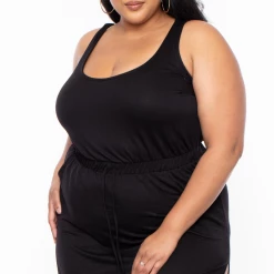 Curvy Sense Plus Size Lupita Tank Maxi Dress - Black Dresses