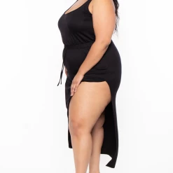 Curvy Sense Plus Size Lupita Tank Maxi Dress - Black Dresses