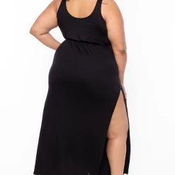 Curvy Sense Plus Size Lupita Tank Maxi Dress - Black Dresses
