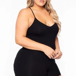 Curvy Sense Plus Size Destroyed Catsuit Jumpsuit - Black Back In Stock