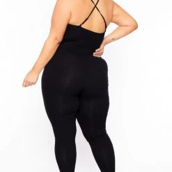Curvy Sense Plus Size Destroyed Catsuit Jumpsuit - Black Back In Stock