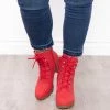 JP Originals Footwear New York Sour Lace-Up Heeled Boots - Red