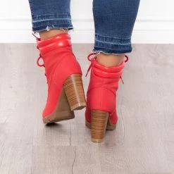 JP Originals Footwear New York Sour Lace-Up Heeled Boots - Red