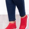 Azalea Wang Plume Rhinestone Covered Sock Sneakers - Red