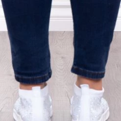 Azalea Wang Plume Rhinestone Covered Sock Sneakers - White Footwear