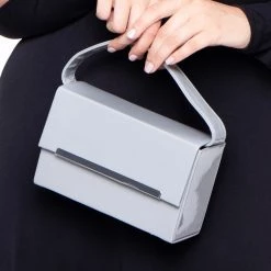 Impulse NYC Chic Patent Box Bag - Grey Handbags