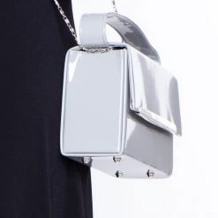 Impulse NYC Chic Patent Box Bag - Grey Handbags