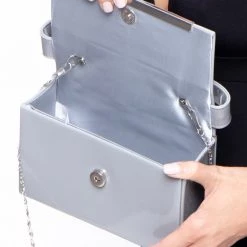 Impulse NYC Chic Patent Box Bag - Grey Handbags