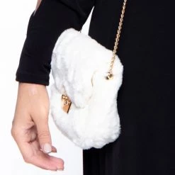 Impulse Calgary Faux Fur Crossbody Bag - Ivory