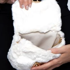 Impulse Calgary Faux Fur Crossbody Bag - Ivory