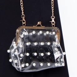 Impulse Glasgow Vinyl & Pearls Crossbody Bag - Clear