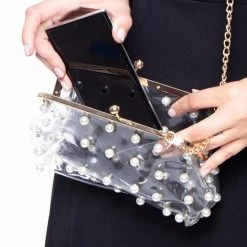 Impulse Glasgow Vinyl & Pearls Crossbody Bag - Clear