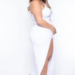 Curvy Sense Back In Stock Plus Size Alana Belted Dress - White 11 Curvy Sense Back In Stock Plus Size Alana Belted Dress - White