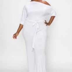 SOLID Plus Size Adina Off Shoulder Jumpsuit - White Party Jumpsuilts 17 SOLID Plus Size Adina Off Shoulder Jumpsuit - White Party Jumpsuilts