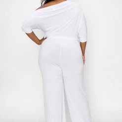 SOLID Plus Size Adina Off Shoulder Jumpsuit - White Party Jumpsuilts 19 SOLID Plus Size Adina Off Shoulder Jumpsuit - White Party Jumpsuilts