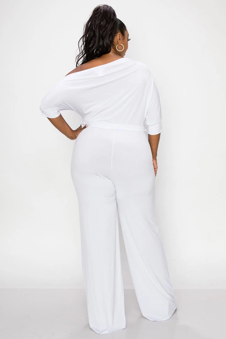 SOLID Plus Size Adina Off Shoulder Jumpsuit - White Party Jumpsuilts 11 SOLID Plus Size Adina Off Shoulder Jumpsuit - White Party Jumpsuilts