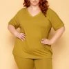 ZENANA Plus Size Lexa Tee And Biker Short Set - Chartreuse