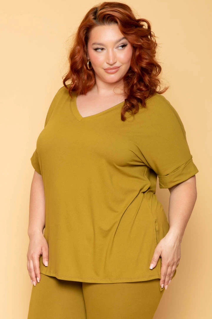 ZENANA Plus Size Lexa Tee And Biker Short Set - Chartreuse 4 ZENANA Plus Size Lexa Tee And Biker Short Set - Chartreuse