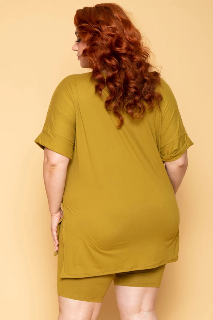 ZENANA Plus Size Lexa Tee And Biker Short Set - Chartreuse 6 ZENANA Plus Size Lexa Tee And Biker Short Set - Chartreuse