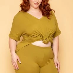 ZENANA Plus Size Lexa Tee And Biker Short Set - Chartreuse 12 ZENANA Plus Size Lexa Tee And Biker Short Set - Chartreuse