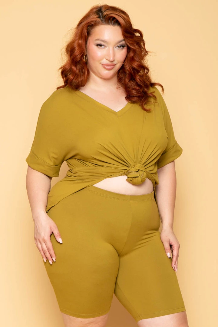 ZENANA Plus Size Lexa Tee And Biker Short Set - Chartreuse 7 ZENANA Plus Size Lexa Tee And Biker Short Set - Chartreuse