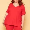 ZENANA New Arrivals Plus Size Lexa Tee And Biker Short Set - Red