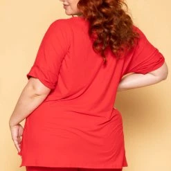 ZENANA New Arrivals Plus Size Lexa Tee And Biker Short Set - Red 10 ZENANA New Arrivals Plus Size Lexa Tee And Biker Short Set - Red