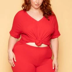 ZENANA New Arrivals Plus Size Lexa Tee And Biker Short Set - Red 11 ZENANA New Arrivals Plus Size Lexa Tee And Biker Short Set - Red