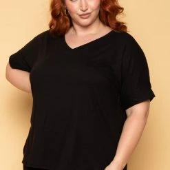 ZENANA Plus Size Lexa Tee And Biker Short Set - Black
