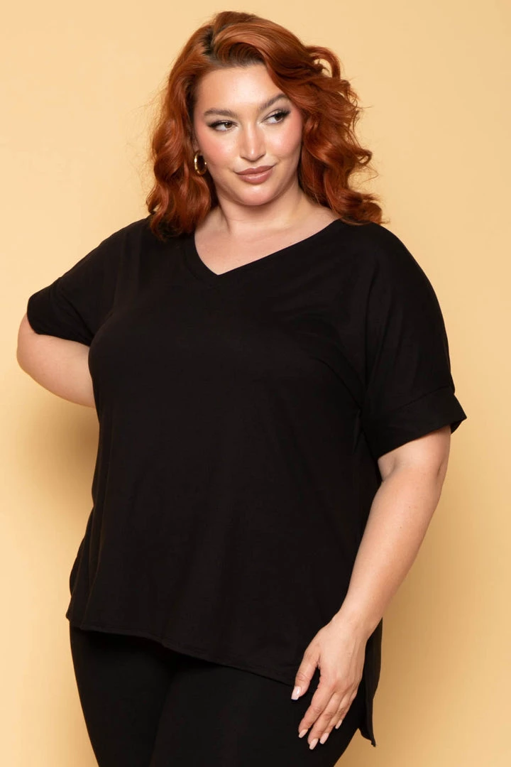 ZENANA Plus Size Lexa Tee And Biker Short Set - Black 4 ZENANA Plus Size Lexa Tee And Biker Short Set - Black