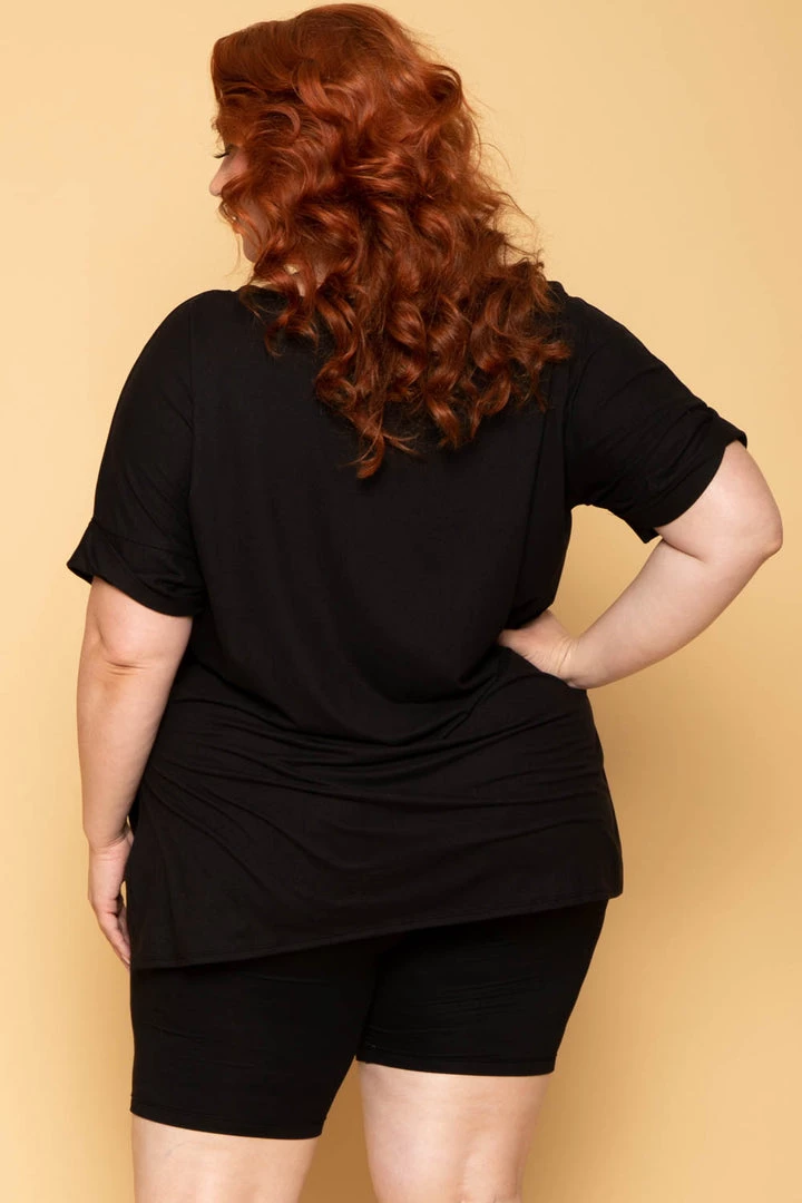 ZENANA Plus Size Lexa Tee And Biker Short Set - Black 6 ZENANA Plus Size Lexa Tee And Biker Short Set - Black