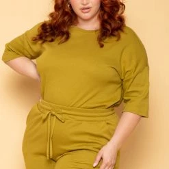Zenana Plus Size Camila Top & Pants Set - Chartreuse New Arrivals