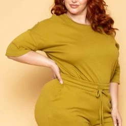Zenana Plus Size Camila Top & Pants Set - Chartreuse New Arrivals