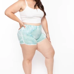 A BASE IX CO.LLC Sale Plus Size Tie Dye Track Shorts - Mint