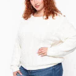 A BASE IX CO.LLC Tops Plus Size Marsha Cozy Knit Sweater - Ivory