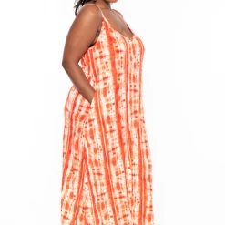 Ajin Fashion Dresses Plus Size Lizzi Tie Dye Flare Maxi Dress - Coral 11 Ajin Fashion Dresses Plus Size Lizzi Tie Dye Flare Maxi Dress - Coral