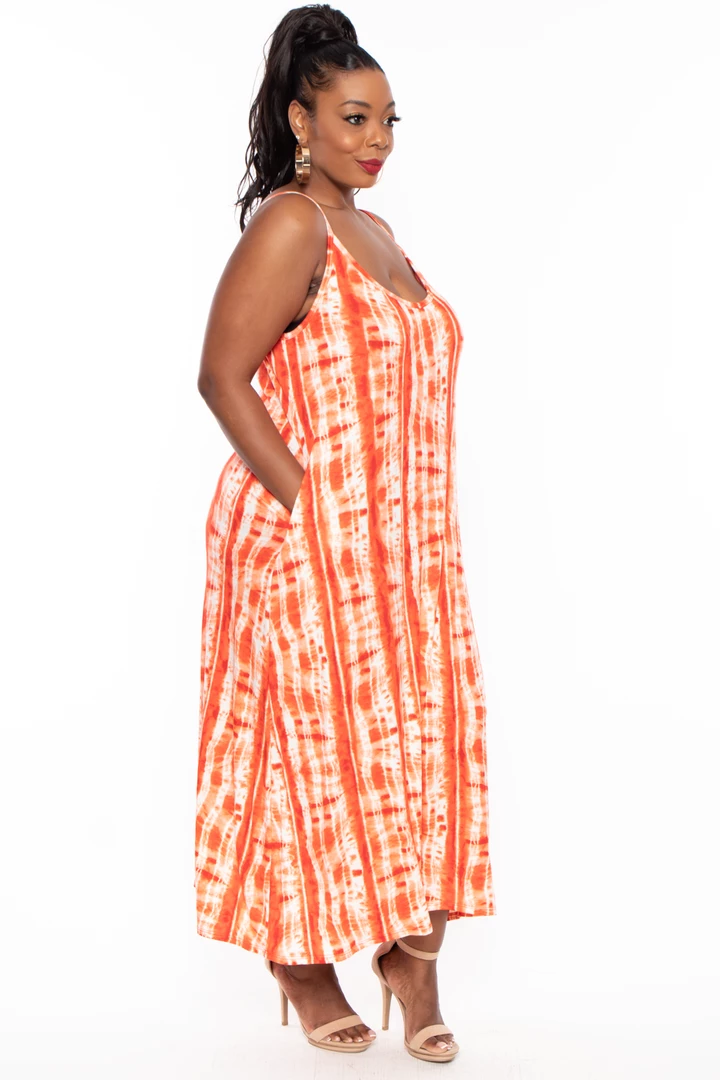 Ajin Fashion Dresses Plus Size Lizzi Tie Dye Flare Maxi Dress - Coral 6 Ajin Fashion Dresses Plus Size Lizzi Tie Dye Flare Maxi Dress - Coral