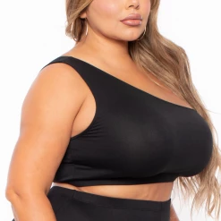 Ajin Fashion Plus Size Crop Top And Leggings Set - Black Matching Sets