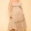 Akaiv New Arrivals Plus Size Sabina Tube Top Dress - Beige 2 Akaiv New Arrivals Plus Size Sabina Tube Top Dress - Beige